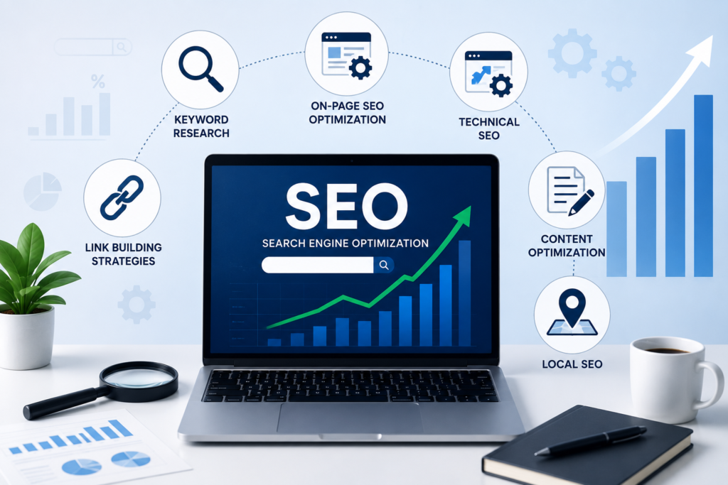 Search engine optimization strategy increasing organic traffic and search rankings